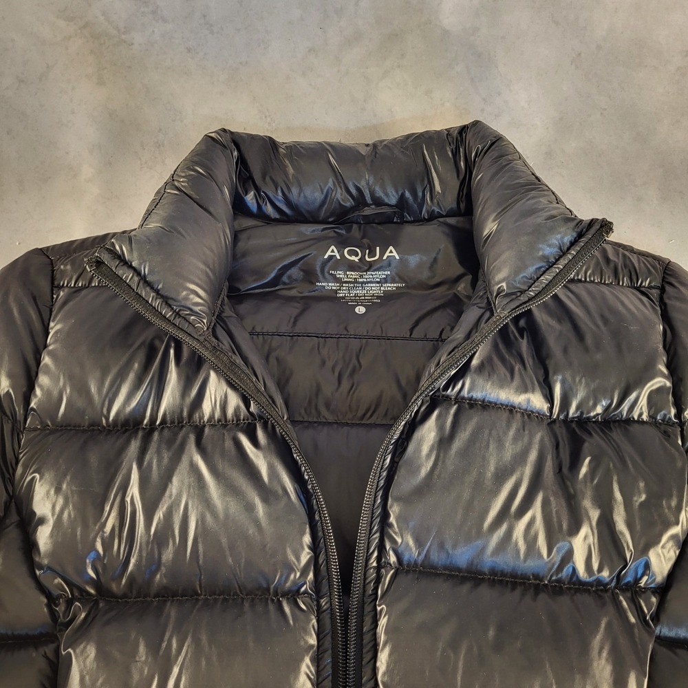 Aqua Women's L Knee Length Puffer Down Jacket Black Packable